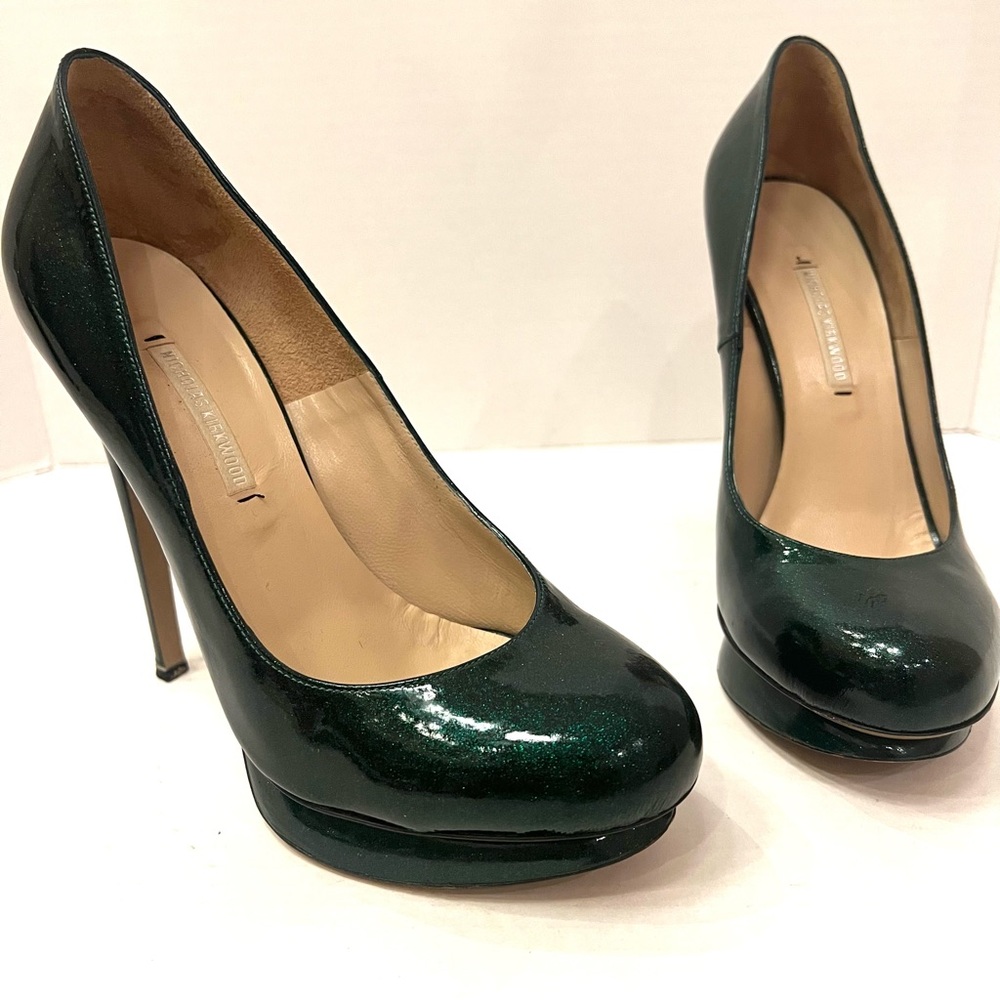 Nicholas Kirkwood Green Sparkle High Heels B13/9 - Picture 1 of 14